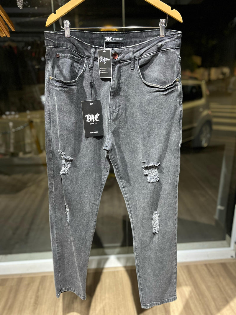 CALÇA JEANS OVER METAL CARBONO - 24810