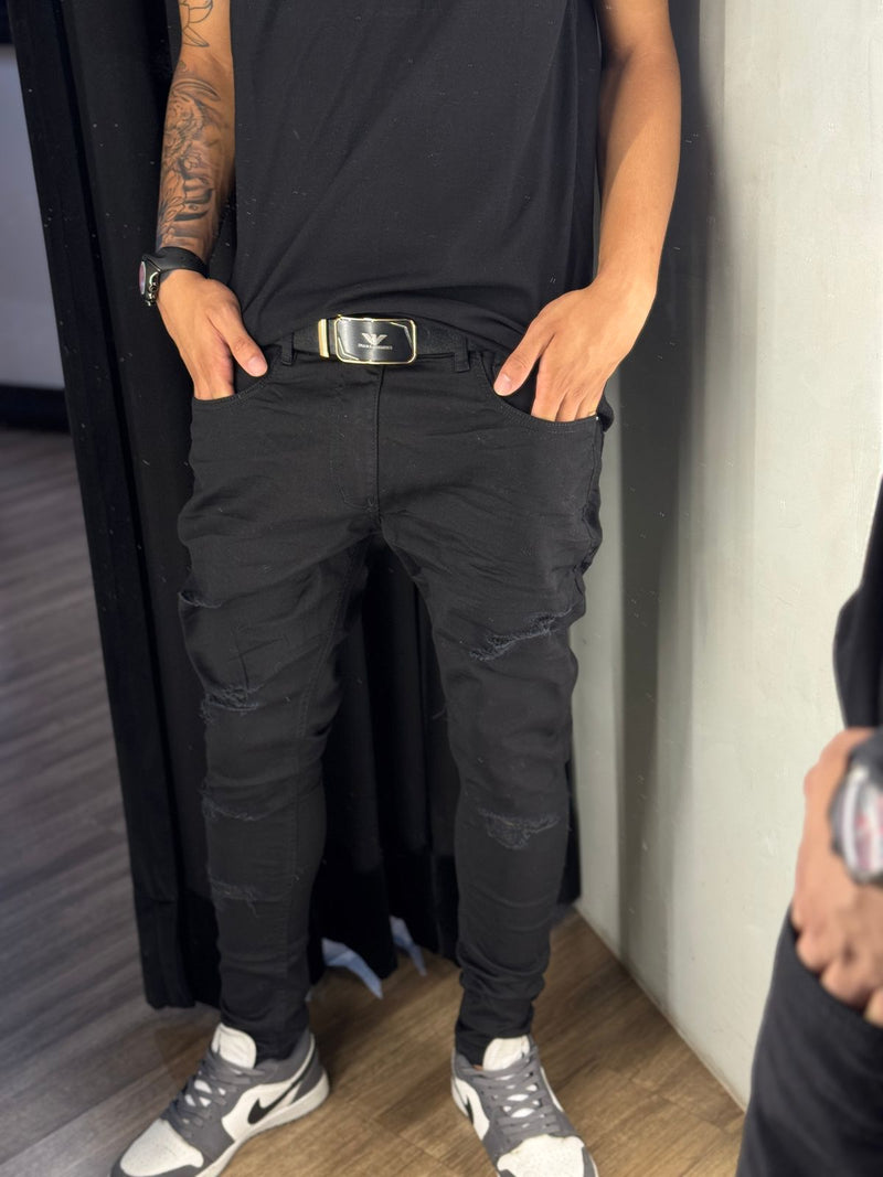 Calça Jeans Preta c/ rasgo - City Denim - 2419000